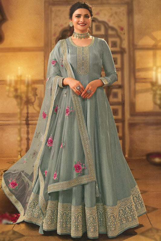 Heavy Embroidery Worked Indian Pakistani Wedding Wear Stitched Anarkali Gown Suit