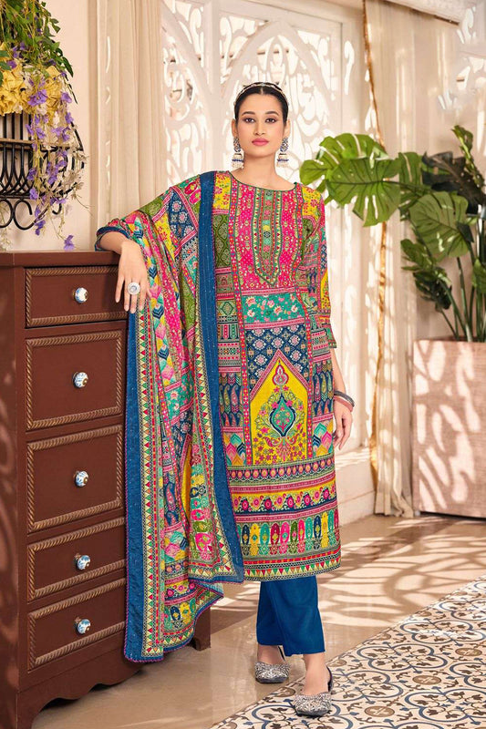 Pakistani Mirror Hand Worked Salwar Kameez Palazzo Suits With Dupatta 