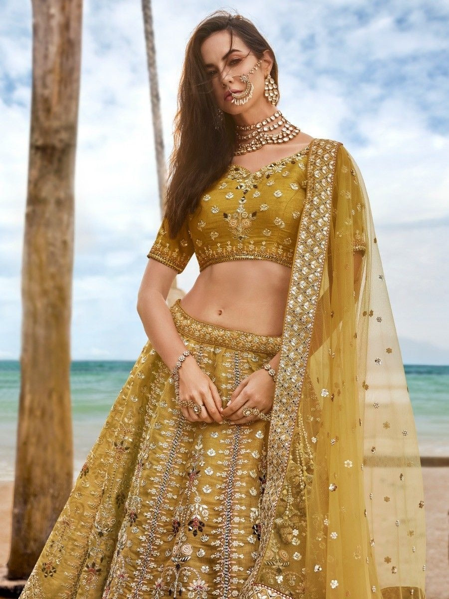 Yellow Color Bridal Wear Heavy Worked Designer Lehenga Choli with Dupatta