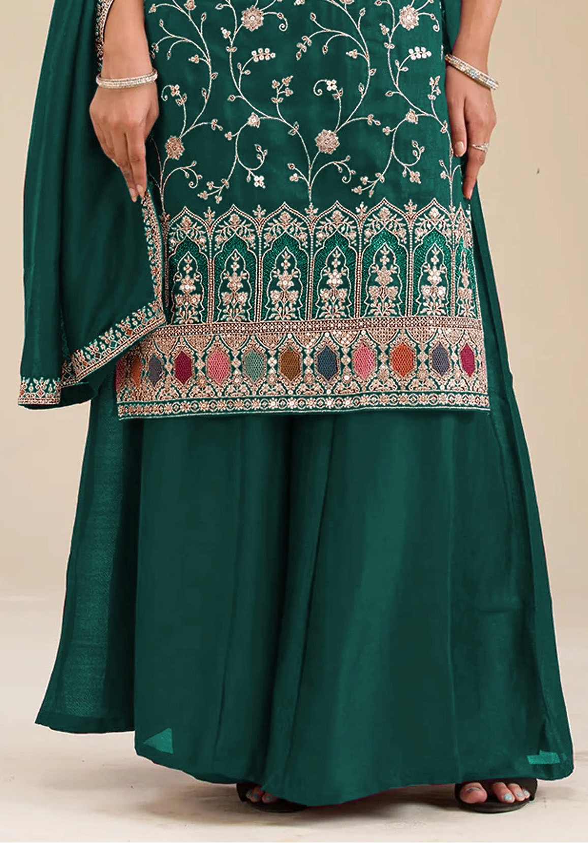 Green palzzo dupatta suit for Eid styling