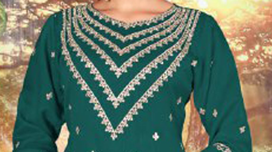 Green plazzo dress with sequence and Zarkan details