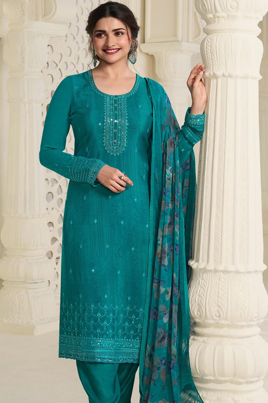 Indian Designer Royal Crepe Fabric Festival Wear Shalwar Kameez Plazzo-Pant Suits