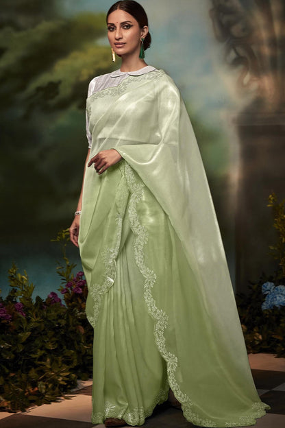 Stunning Light Green Patola Silk Wedding Function Wear Saree With Fancy Blouse