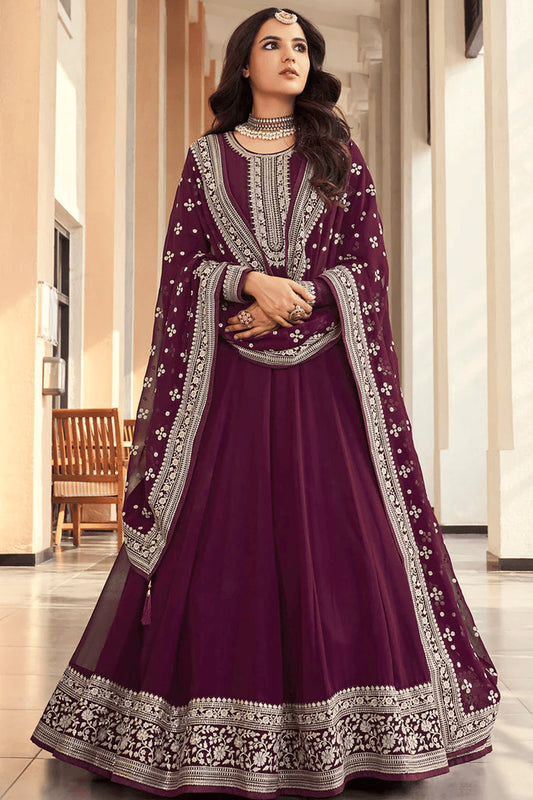 Real Georgette With Heavy Embroidery Work Event Wear Anarkali Gown Suit