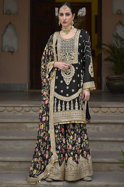 Heavy Embroidery Work With  Digital Print Festival Wear Salwar Kameez Plazzo Suits