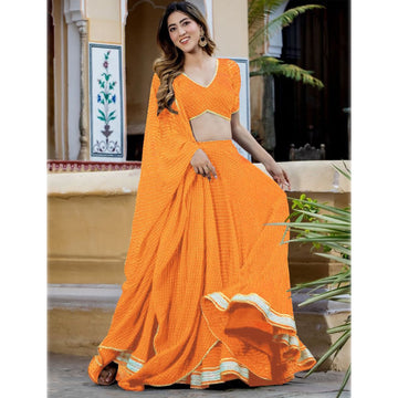 Indian Haldi Function Lehenga Choli Laheriya Print Work Ready To Wear Skirt