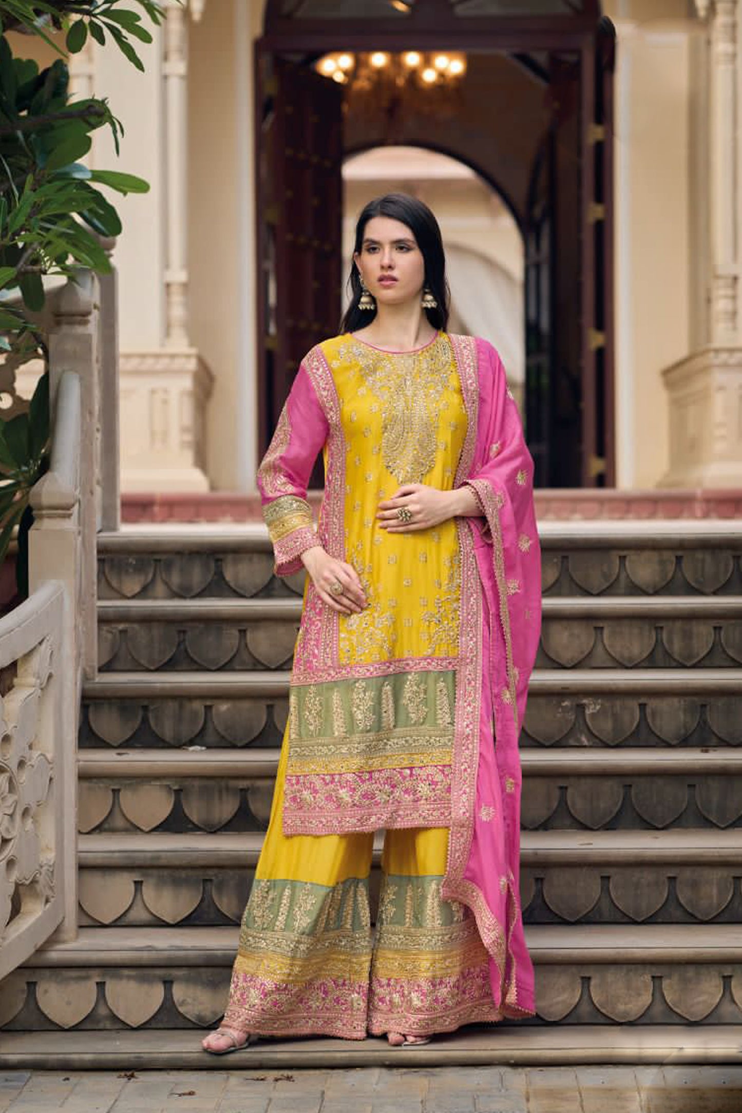 Indian Designer Beautiful Wedding Reception Wear Salwar Kameez Palazzo Suits