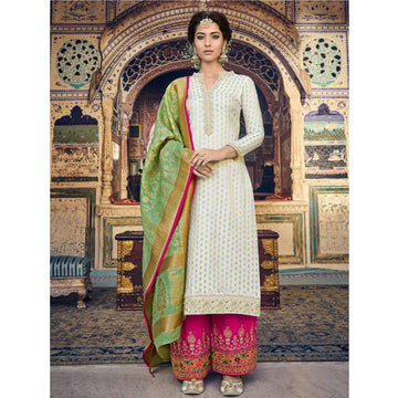 Ramdan Eid Special Designer Banarasi silk Salwar Kamez Plazzo Suit