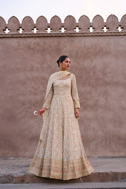 Pink Color Heavy Worked Indian Pakistani Wedding Wear Long Flared Anarkali Gown