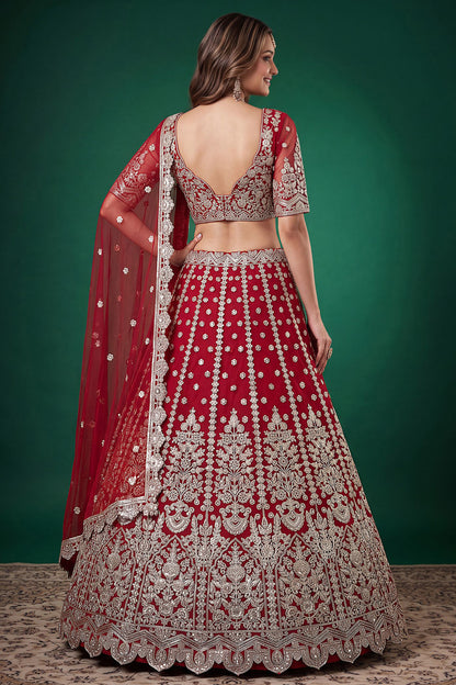 Lehenga and choli back view with embroidered detailing