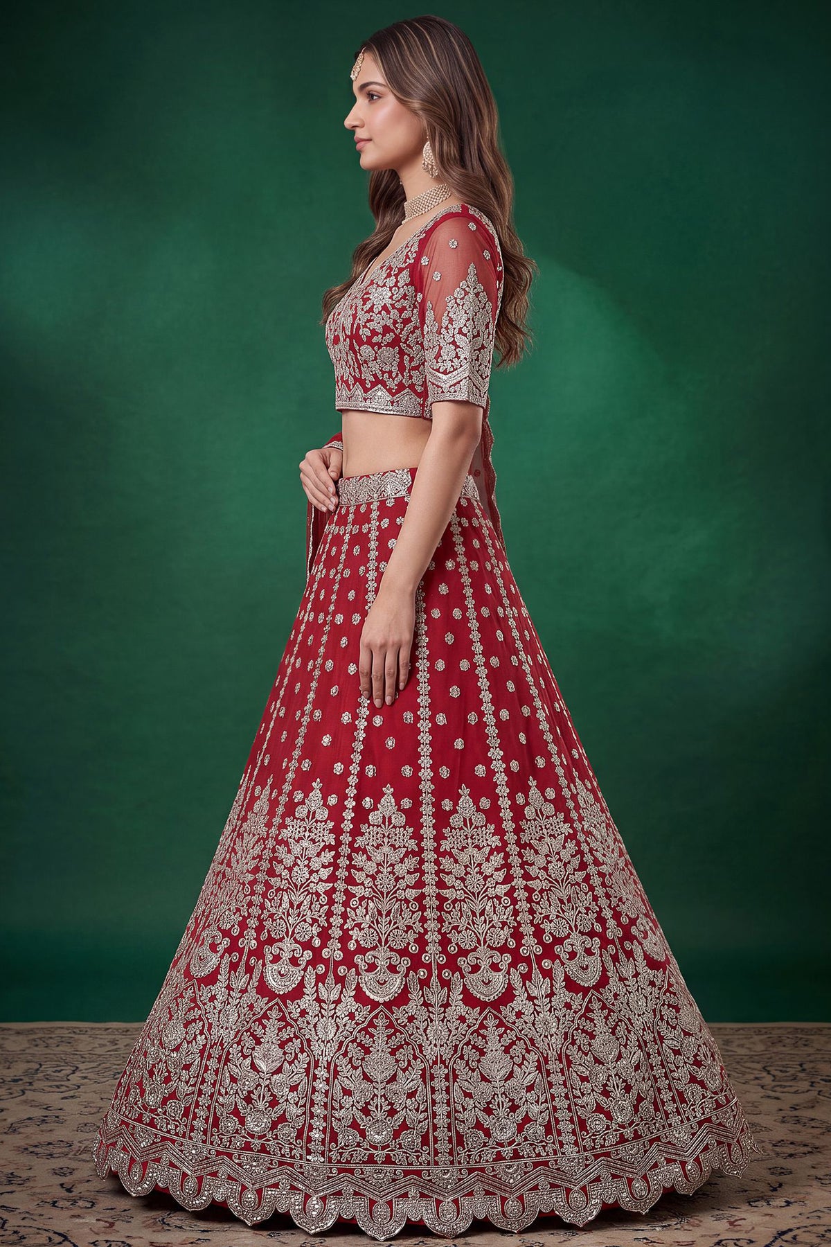 Lehenga for wedding full view with matching choli and dupatta