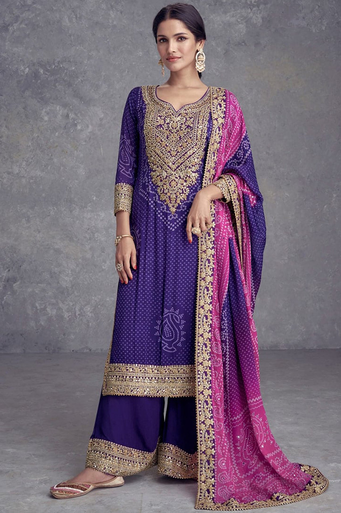 Royal Purple Colorful Indian Pakistani Designer Salwar Kameez Plazzo Suits