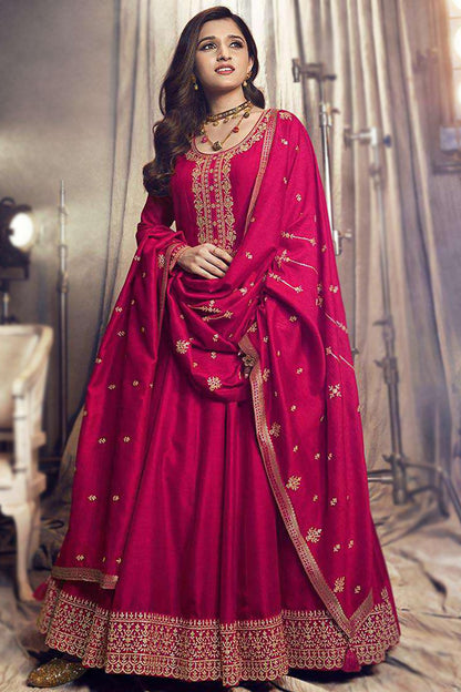 Ready To Wear Georgette Fabric Roka Nikah Anarkali Gown Suits With Dupatta