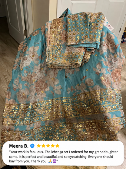 Designer Party Wear Organza With Georgette Lehenga With Blouse Dupatta