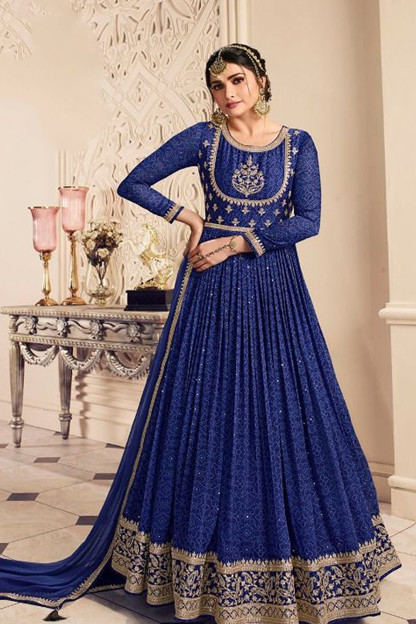 Heavy Embroidery Work Pakistani Roka Nikah Special Anarkali Gown For Women's