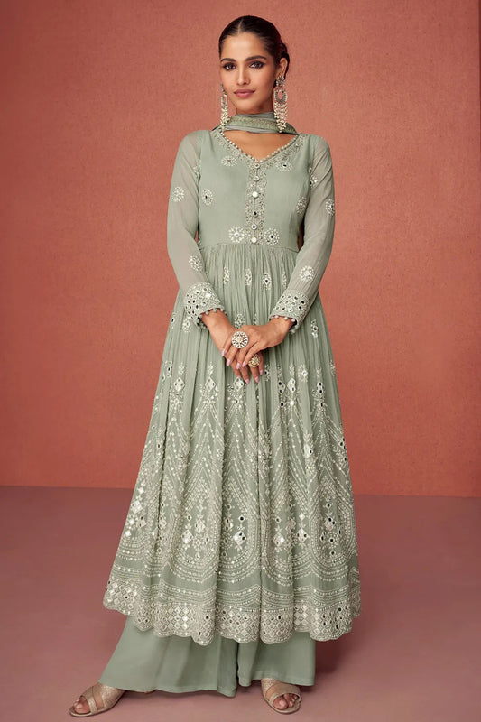 Roka Nikah Wear Women's Anarkali Style Salwar Kameez Plazzo Suits