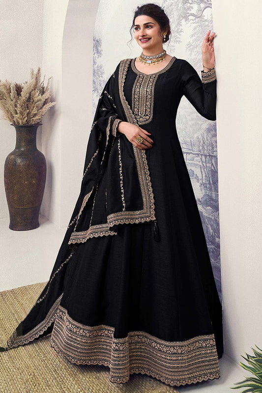 Wedding Functions Party Wear Designer Anarkali Gown Suits Black Color Beautiful Anarkali Dresses