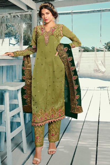 Reception Party Wear Pakistani Designer Fancy Trouser Pant Suits  Embroidered Jacquard Lace Border Hand Work Silk Dupatta Salwar Kameez Suit