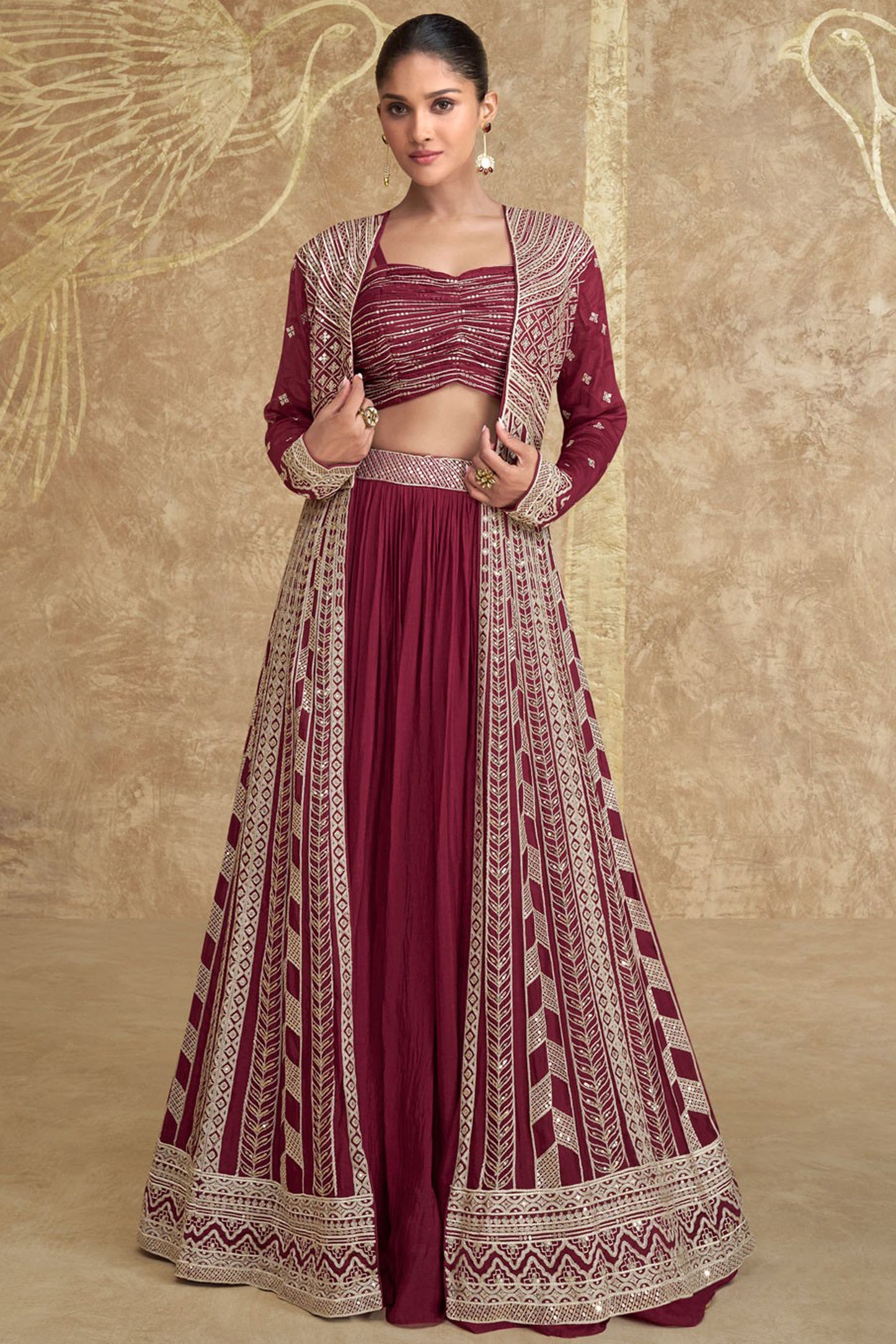 Pakistani Indian Designer Outfits Real Premium Chinon Silk Embroidery Western Lehenga Choli suits