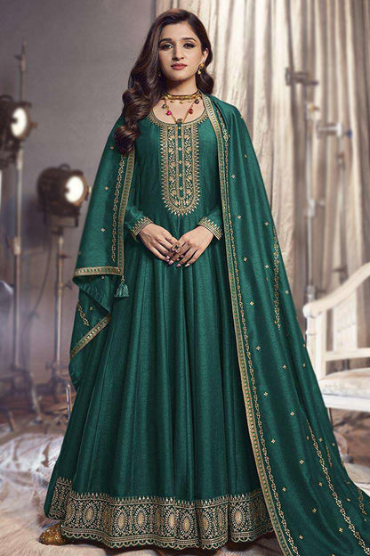 Ready To Wear Georgette Fabric Roka Nikah Anarkali Gown Suits With Dupatta