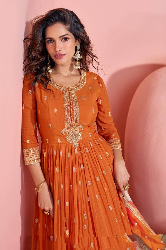 Bollywood Wedding Function Party Wear Heavy Embroidery Work Anarkali Gown Suits