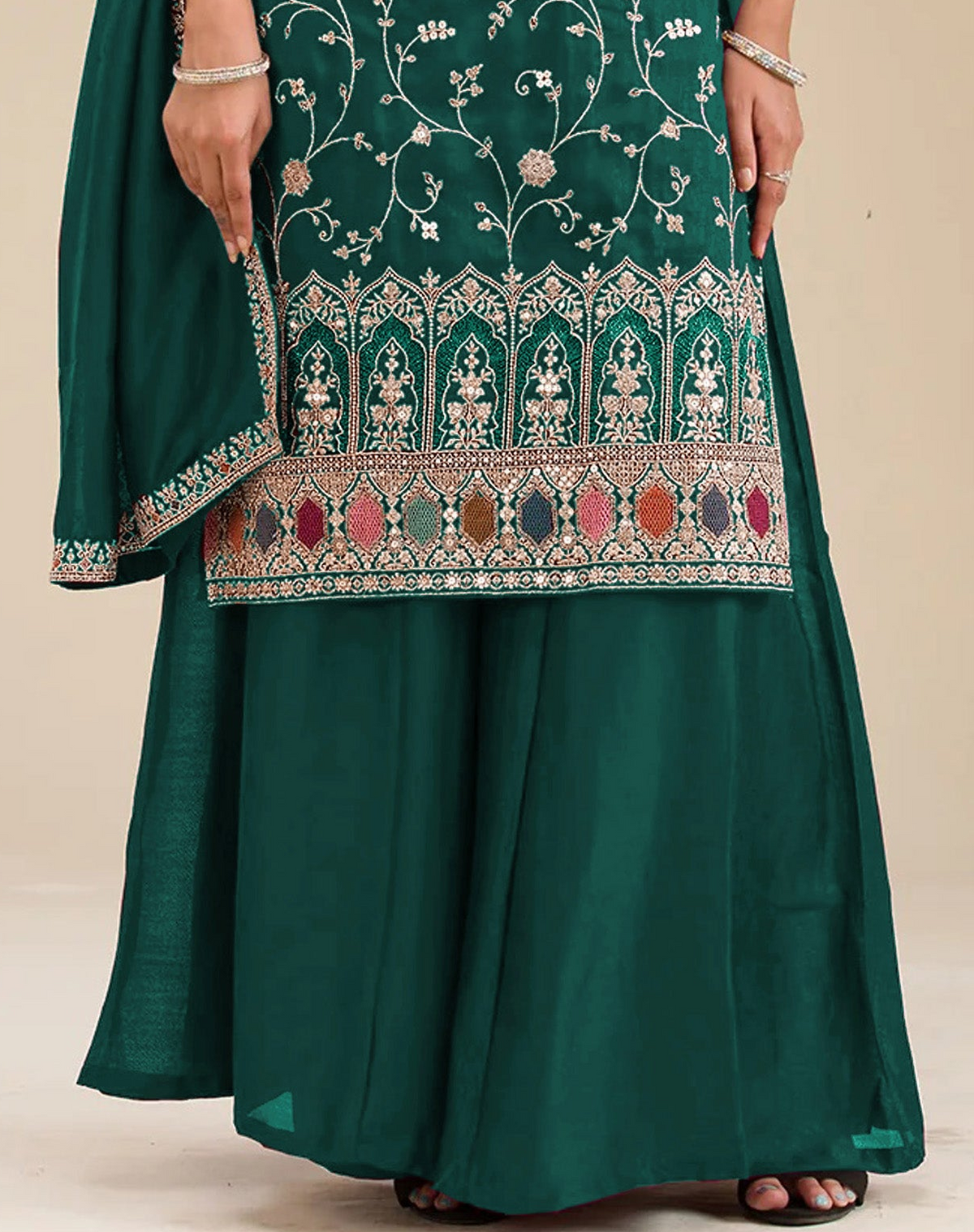 Palzzo dress bottom with embroidery detail