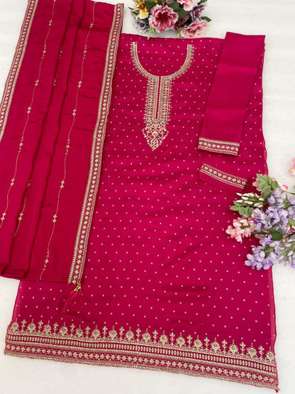 Dupatta border detail on pink indian salwar kameez plazzo dress