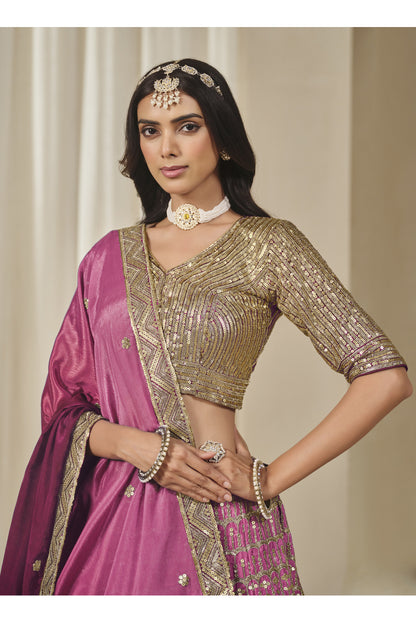 Pink Indian wear lehenga choli with traditional embroidered patterns
