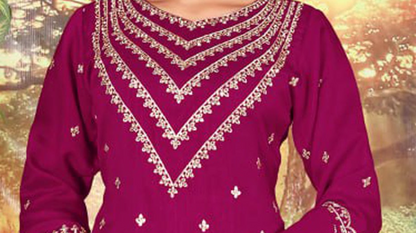 Pink plazzo dress with heavy embroidery work