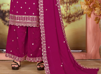 Pink wedding plazzo for women's with matching dupatta
