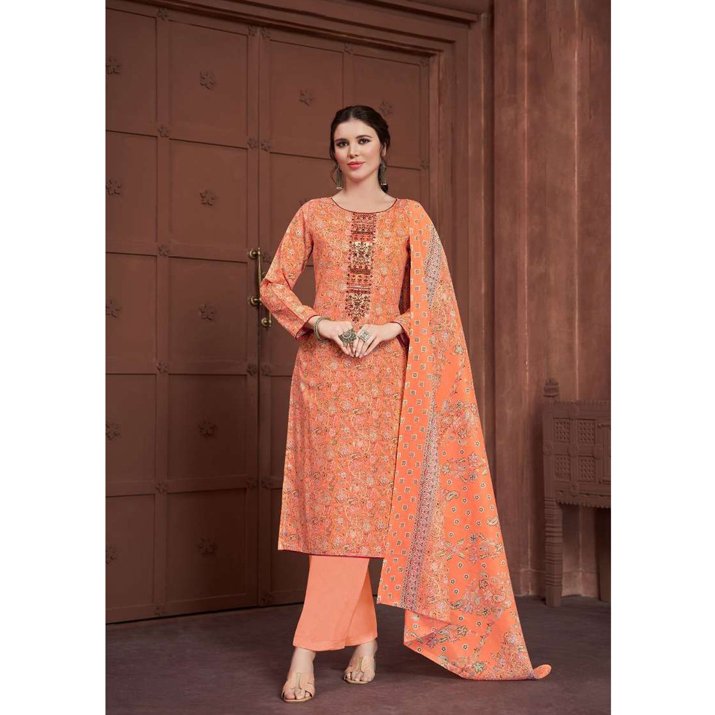 Pakistani Designer Embroidered Work Nikah Wear Salwar Kameez Palazzo-Pant Suits