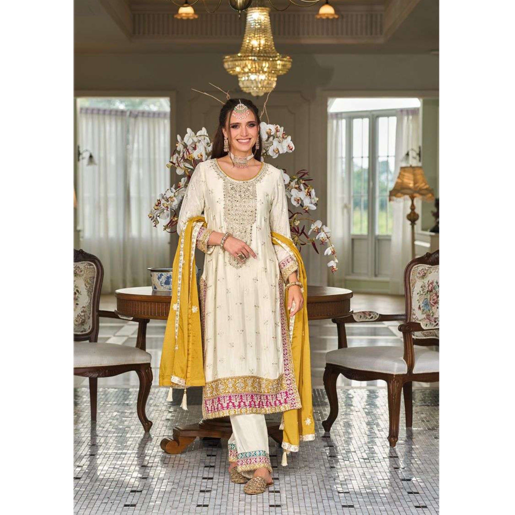 Bollywood Designer Heavy Embroidery Work Premium Silk Fabric Salwar Kameez Pant Suit