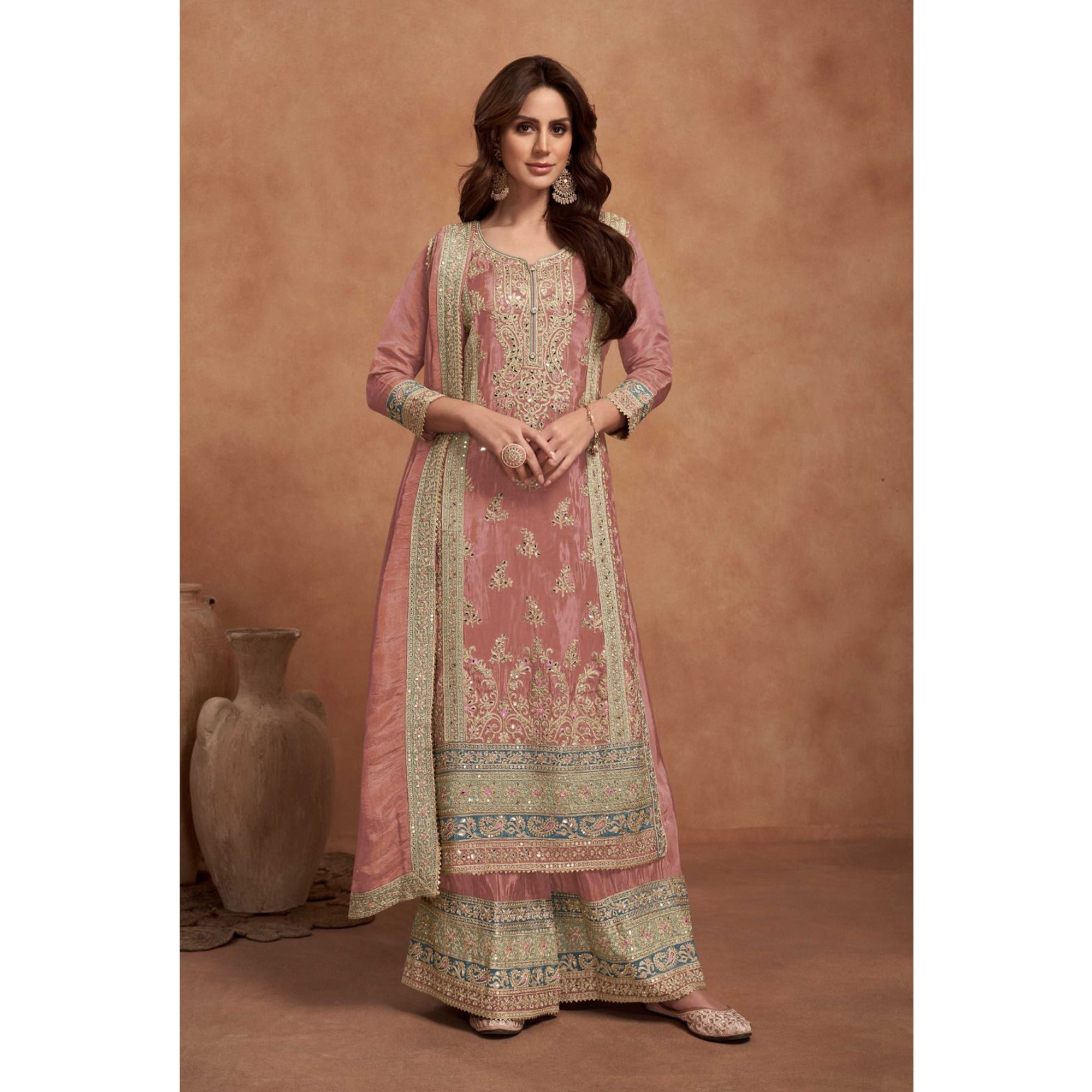 Beautiful Embroidery Worked Event Indian Pakistani Wedding Wear Salwar Kameez Sharara Plazzo Suits