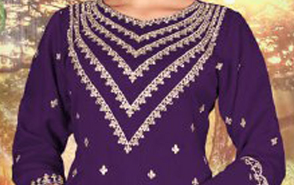 Plazzo dress close-up showing original glass Zarkan work