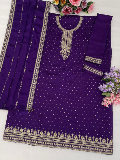 Purple kameez plazzo dress for engagement and anniversary