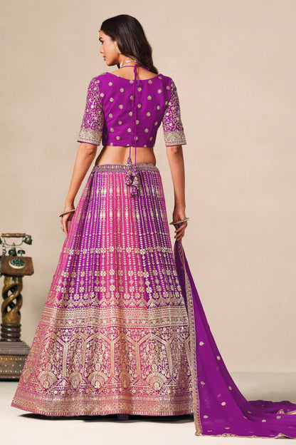 Back view of the purple lehenga choli blouse