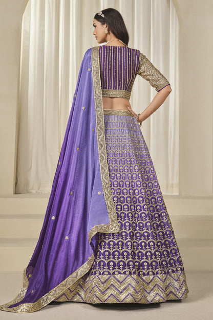 Purple Chinon silk lehenga choli with heavy sequin embroidery