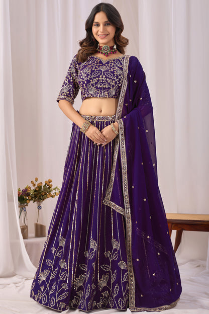 Purple heavy lehenga choli front view