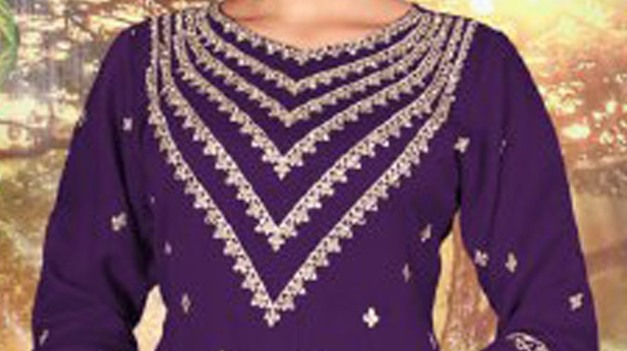 Purple plazzo dress with embroidered top and dupatta