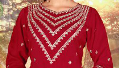 Red plazzo dupatta dress with glass Zarkan work