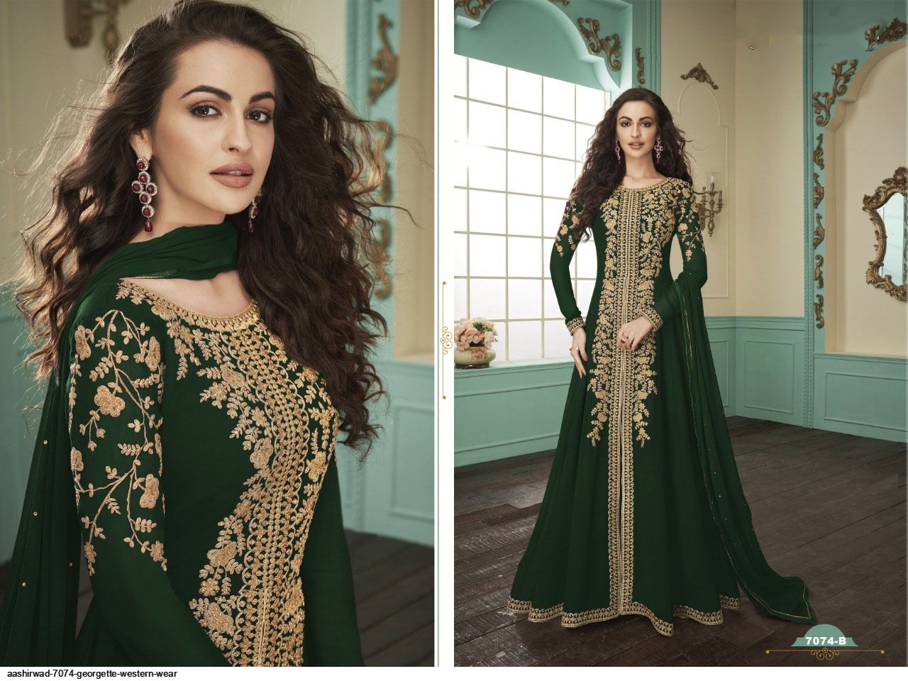 Pakistani Designer Heavy Fox Georgette Santoon Fabric Anarkali Gown Suit