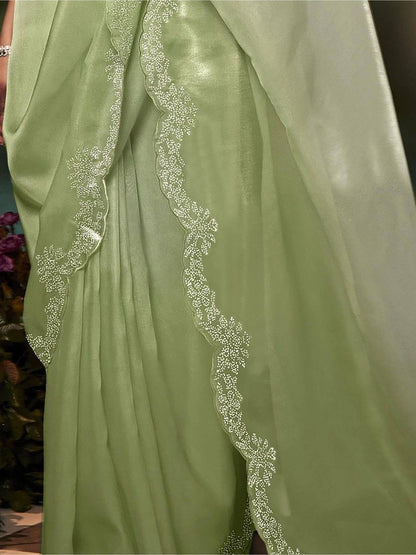 Stunning Light Green Patola Silk Wedding Function Wear Saree With Fancy Blouse