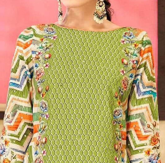 Plus-Free Size Wear Printed Cotton Salwar Kameez with Dupatta Dresses