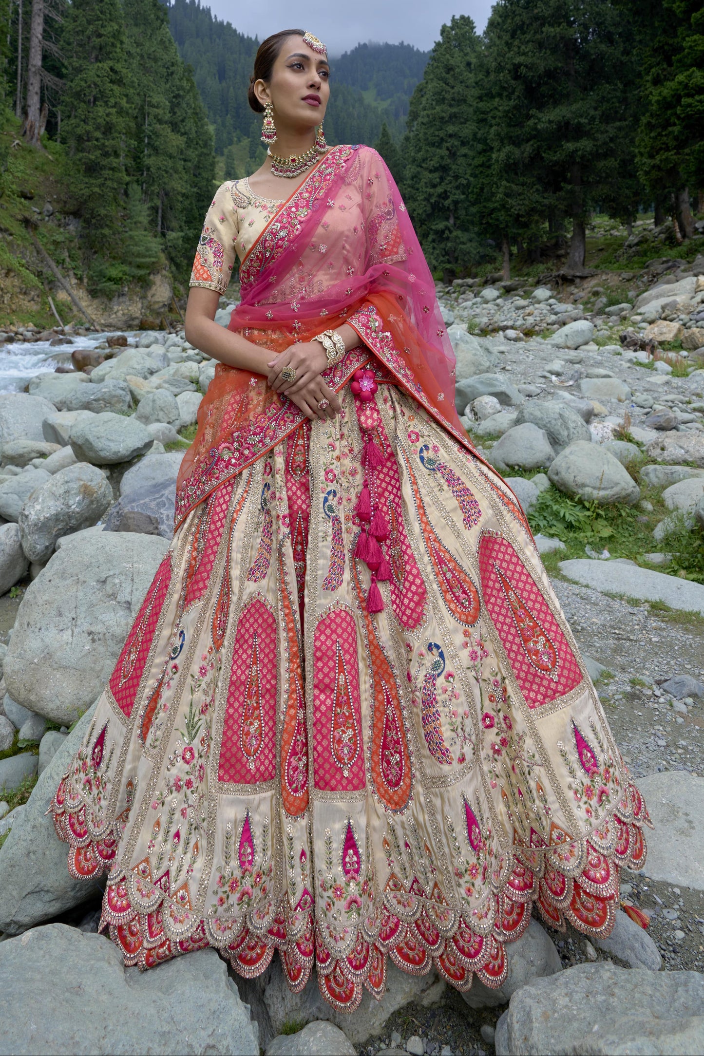 Attractive Off-White Color Pure Kanjivaram Fabric  Special Function Wear Lehenga Choli