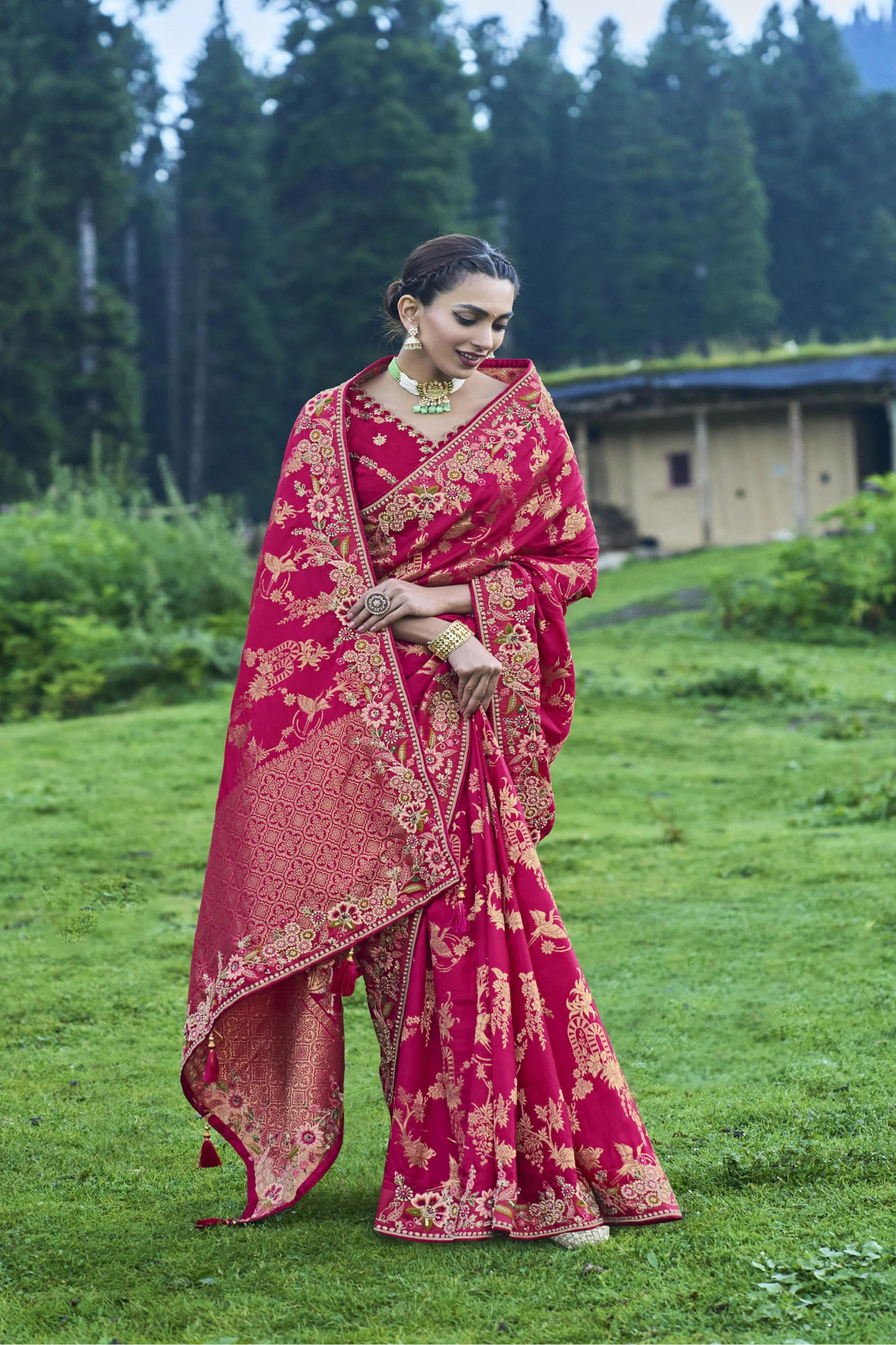 Engaging Gorgeous Designer Embroidery Work Event Wear Saree With Stylish Blouse