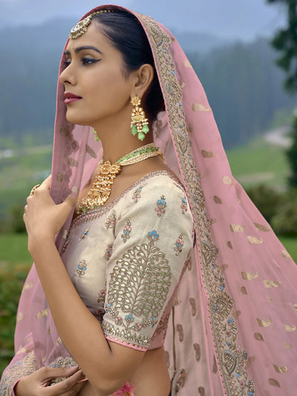 Stunning Tisue Jari Gotta Pati Fabric With Designer Function Wear Lehenga Choli