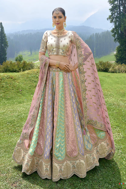 Stunning Tisue Jari Gotta Pati Fabric With Designer Function Wear Lehenga Choli