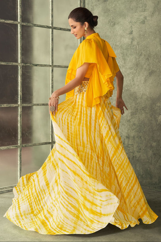 Haldi Function Wear Georgette Lehenga Free Shipping Indian UK Outfits