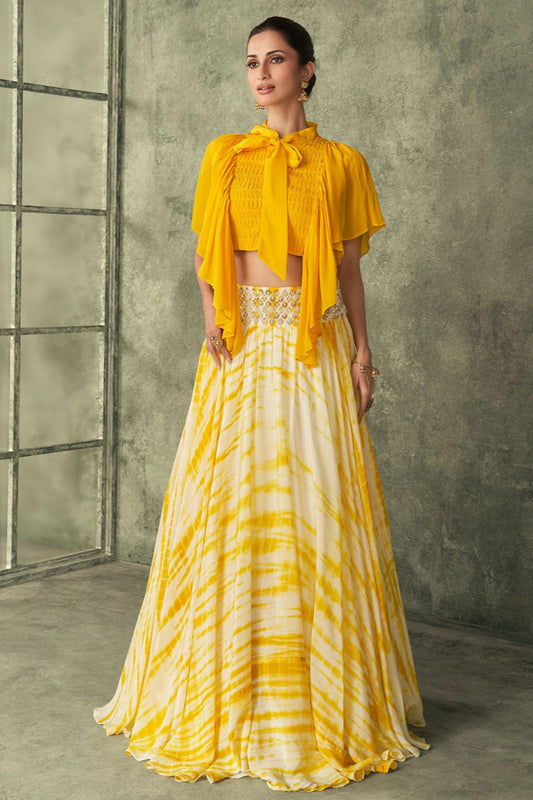 Haldi Function Wear Georgette Lehenga Free Shipping Indian UK Outfits