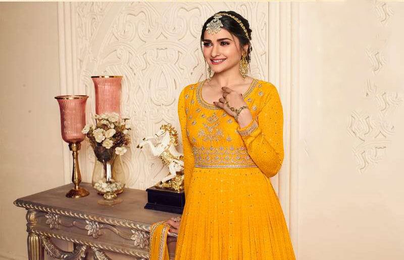 Pakistani Designer Heavy Embroidery Work Ready To Wear Anarkali Gown Suits